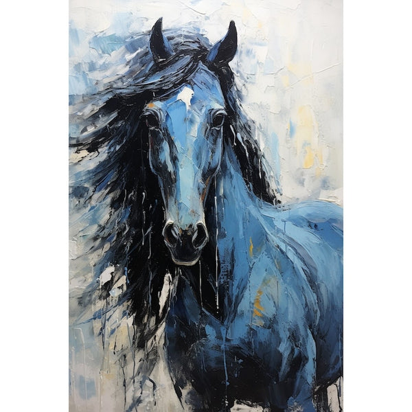 Tableau Cheval Bleu Abstrait, art mural décoration nature