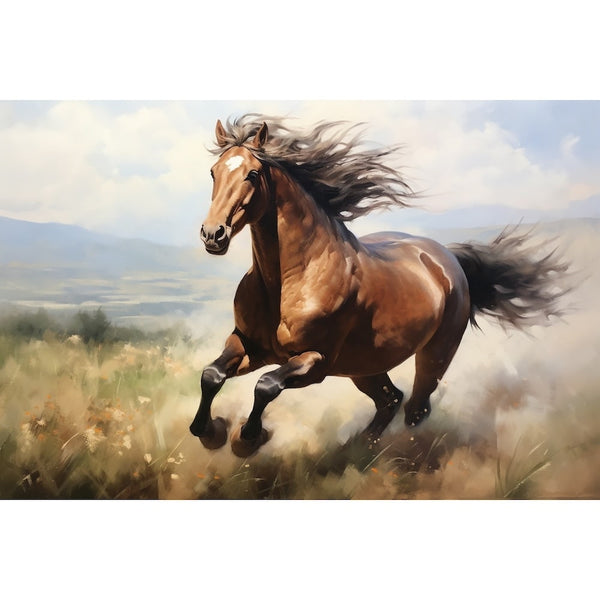 Peinture de Cheval Au Galop, art mural décoration nature