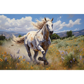 Cheval dans un Champ Fleuri, art mural décoration nature