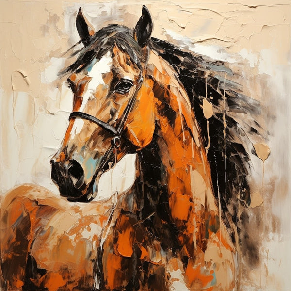 Cheval en Peinture Acrylique, art mural décoration nature