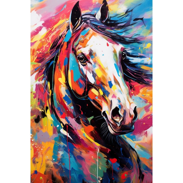 Peinture Cheval Couleur, art mural décoration nature