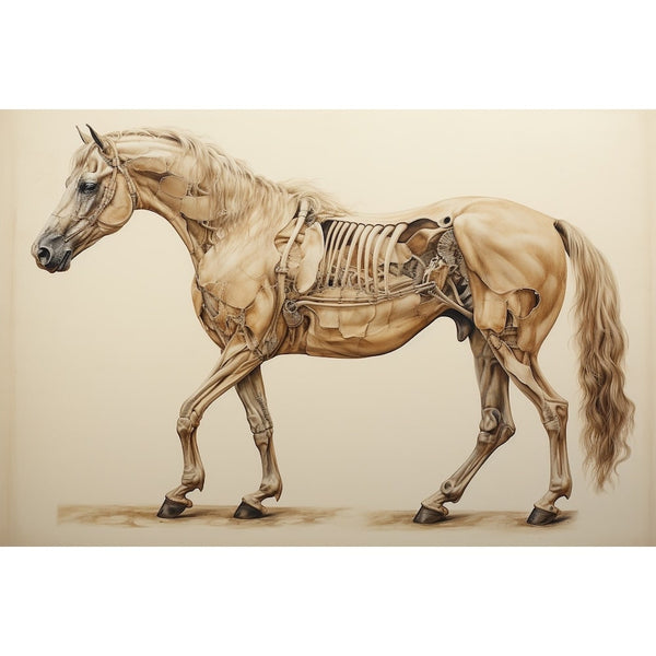 Peinture Squelette Cheval, art mural décoration nature