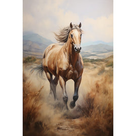 Tableau Étalon Alezan au Galop, art mural décoration nature