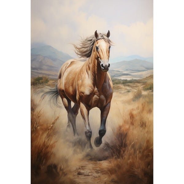 Tableau Étalon Alezan au Galop, art mural décoration nature