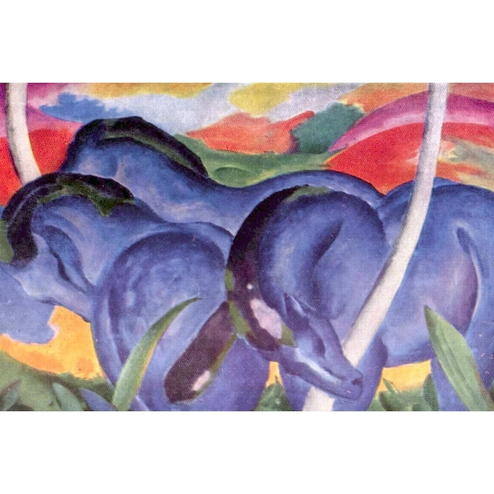 chevaux bleus tableau