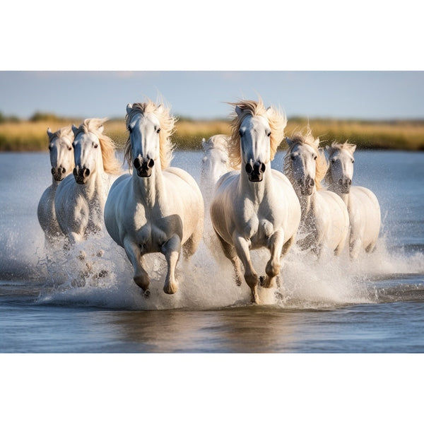 Tableau Chevaux Camargue, art mural décoration nature