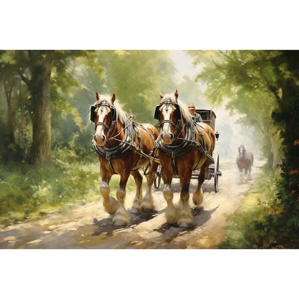 Peinture Chevaux de Trait, art mural décoration nature