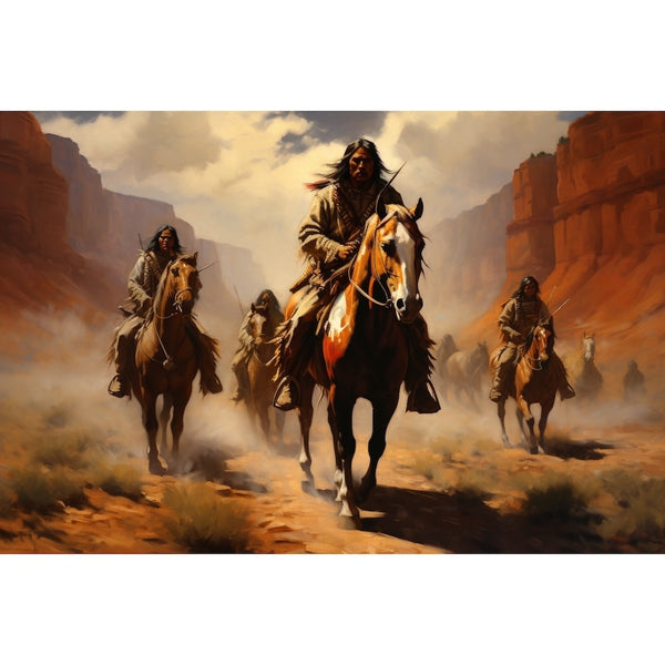 Peinture Chevaux Indiens, art mural décoration nature