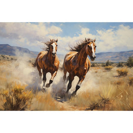 Peinture Chevaux Sauvages, art mural décoration nature
