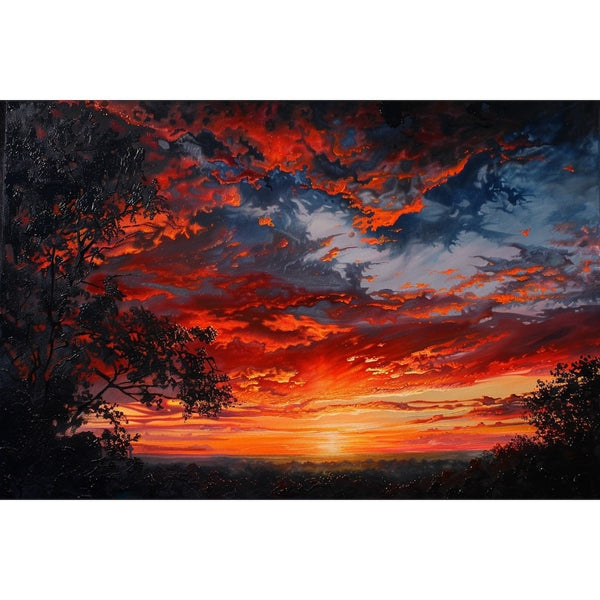Peinture Ciel Coucher de Soleil, art mural décoration nature