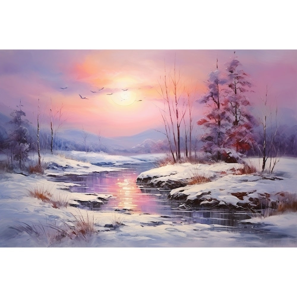 Peinture Ciel D'Hiver, art mural décoration nature