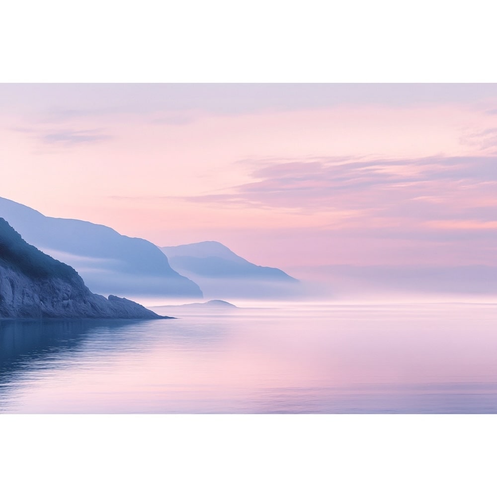 Tableau Ciel Rosé à l'Aube sur Baie Calme, art mural décoration nature