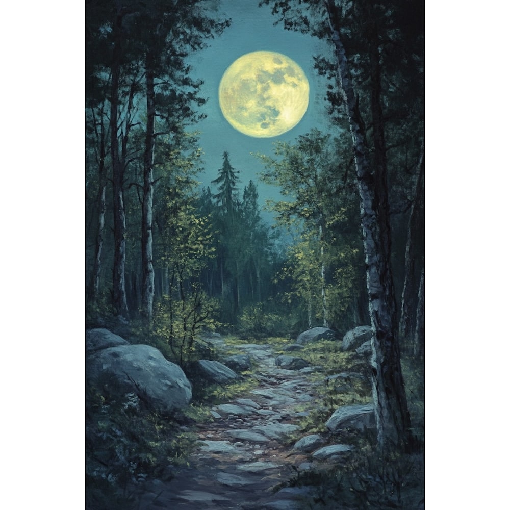 Peinture Clair de Lune, art mural décoration nature
