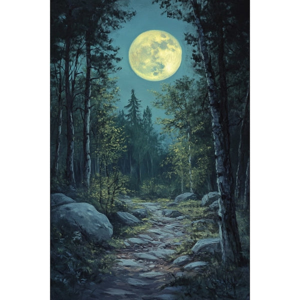 Peinture Clair de Lune, art mural décoration nature