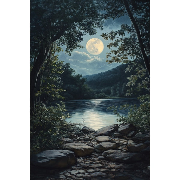 Peinture Acrylique Clair de Lune, art mural décoration nature