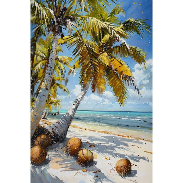 Peinture Cocotier, art mural décoration nature