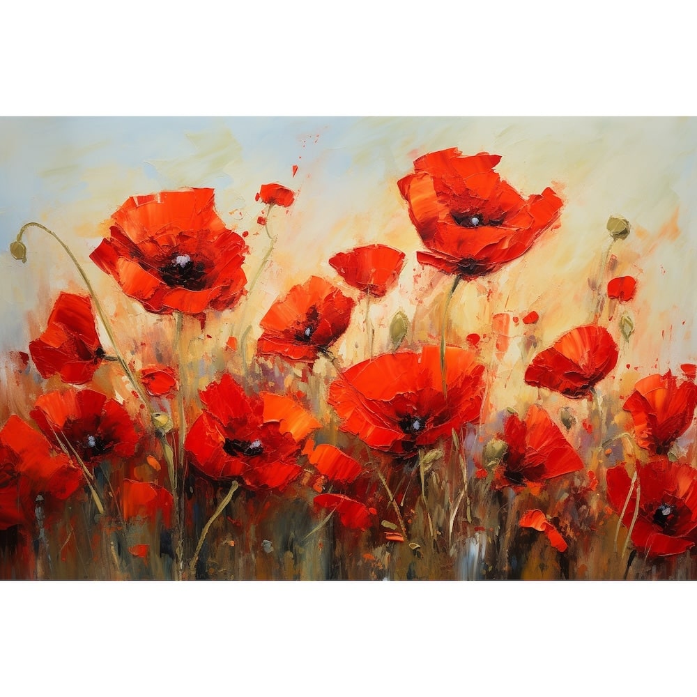 coquelicots en peinture au couteau