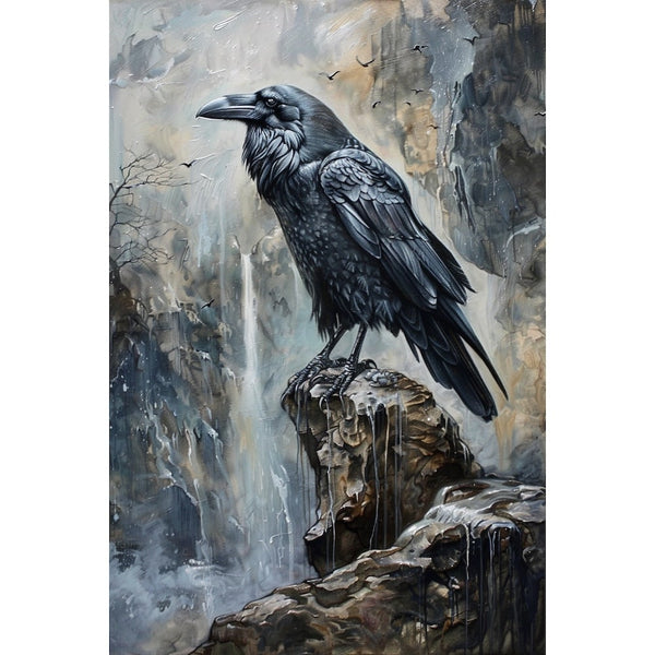 Peinture Corbeau, art mural décoration nature, vue 2