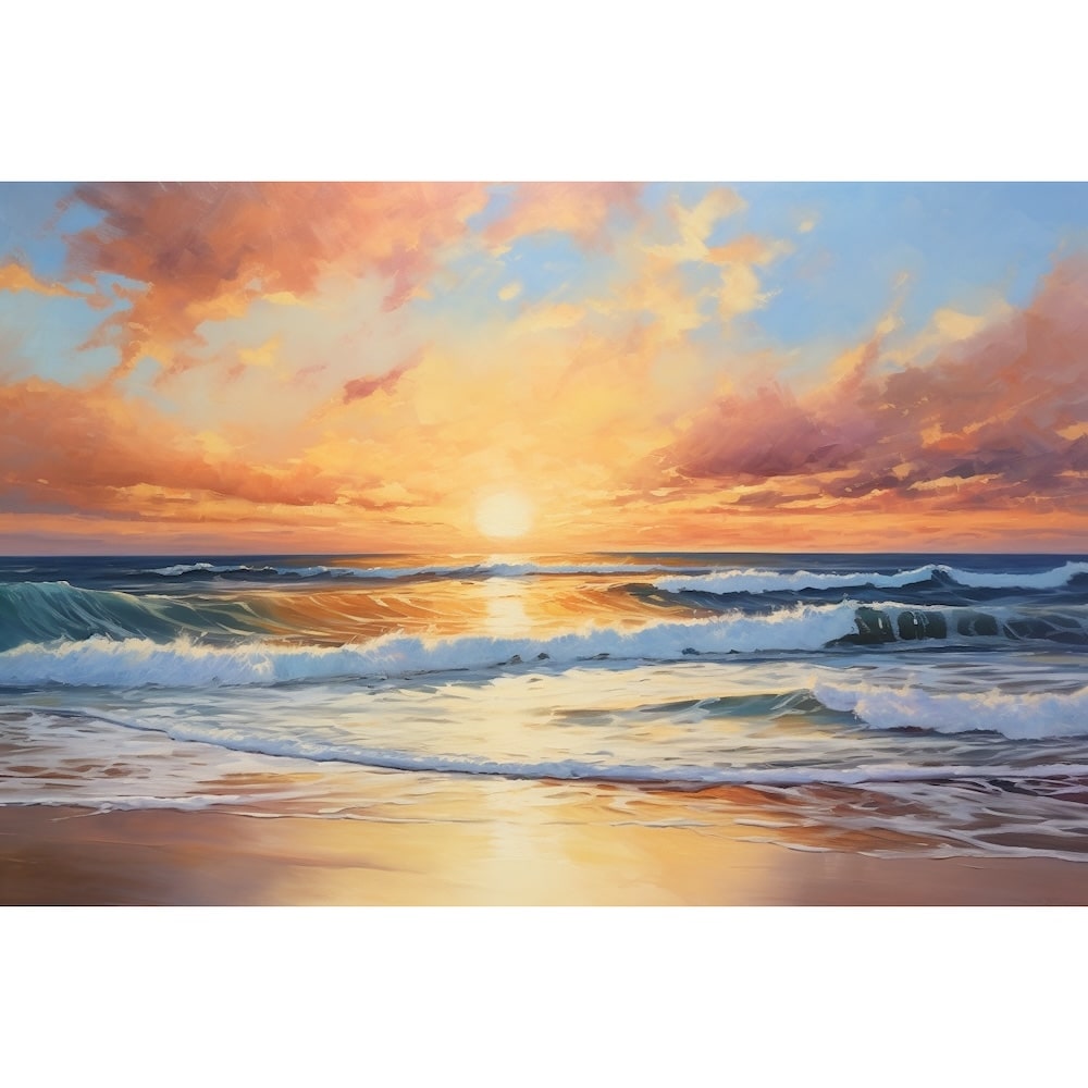 Peinture Plage Coucher de Soleil, art mural décoration nature