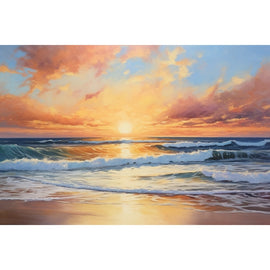 Peinture Plage Coucher de Soleil, art mural décoration nature