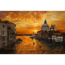 Peinture Coucher de Soleil À Venise, art mural décoration nature