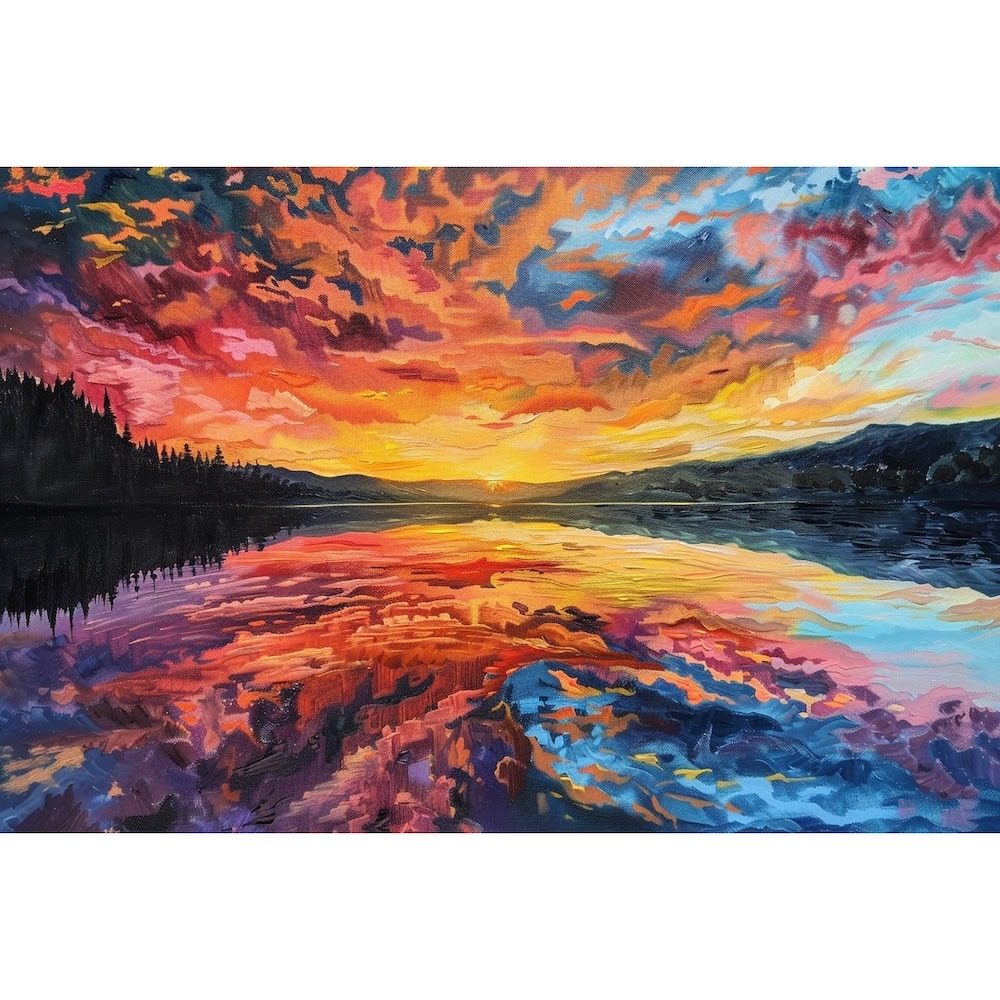 Peinture d'un Coucher de Soleil, art mural décoration nature