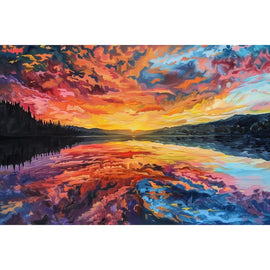Peinture d'un Coucher de Soleil, art mural décoration nature
