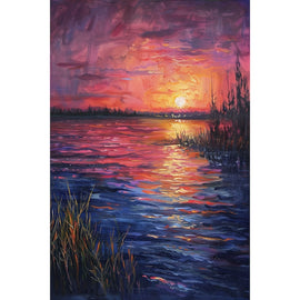 Peinture Acrylique Coucher de Soleil, art mural décoration nature
