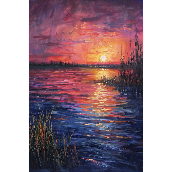 Peinture Acrylique Coucher de Soleil, art mural décoration nature