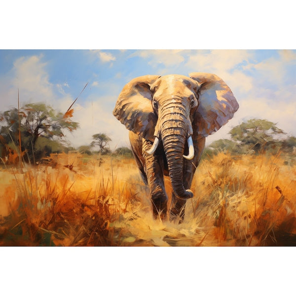 Peinture Éléphant Couleur, art mural décoration nature