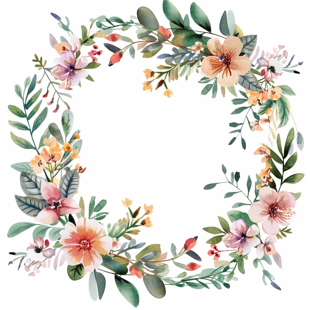 Peinture Couronne de Fleurs, art mural décoration nature