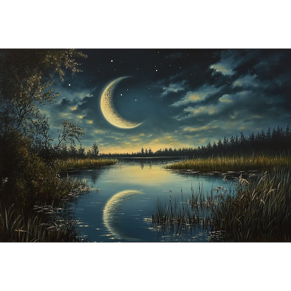 Peinture Croissant de Lune, art mural décoration nature