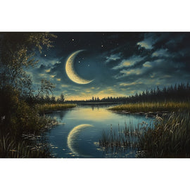 Peinture Croissant de Lune, art mural décoration nature