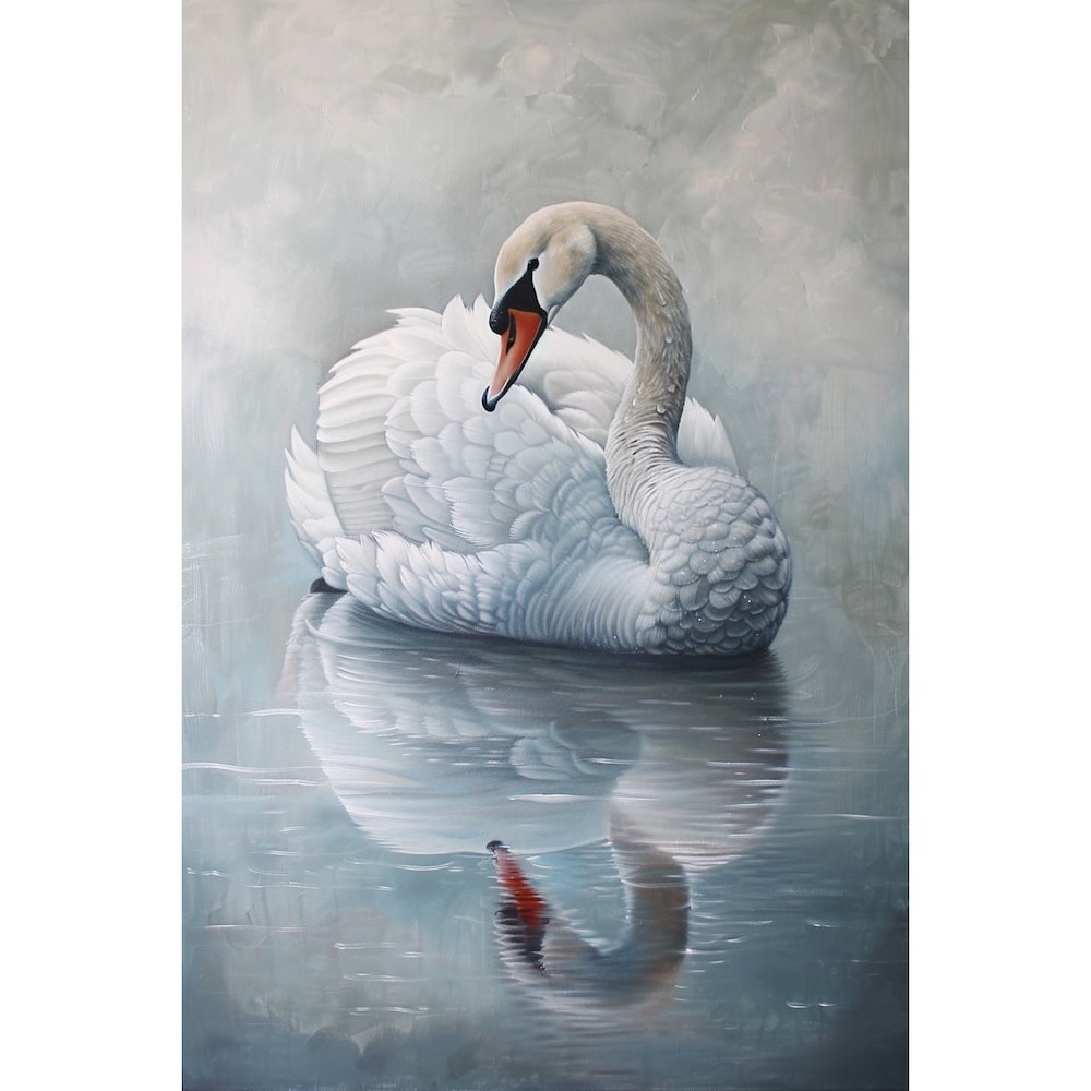 Peinture Cygne, art mural décoration nature, vue 2