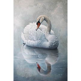 Peinture Cygne, art mural décoration nature, vue 2