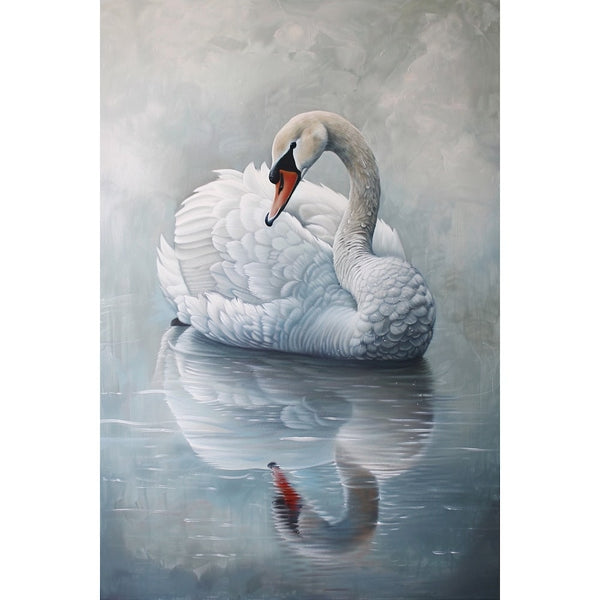 Peinture Cygne, art mural décoration nature, vue 2