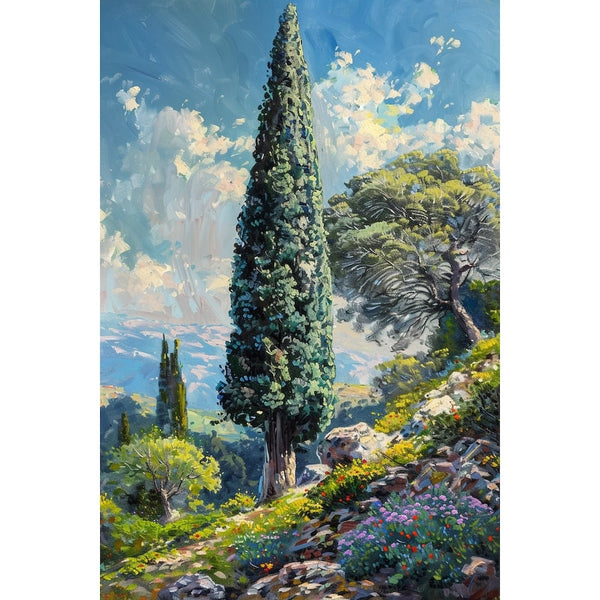 Peinture Cyprès, art mural décoration nature