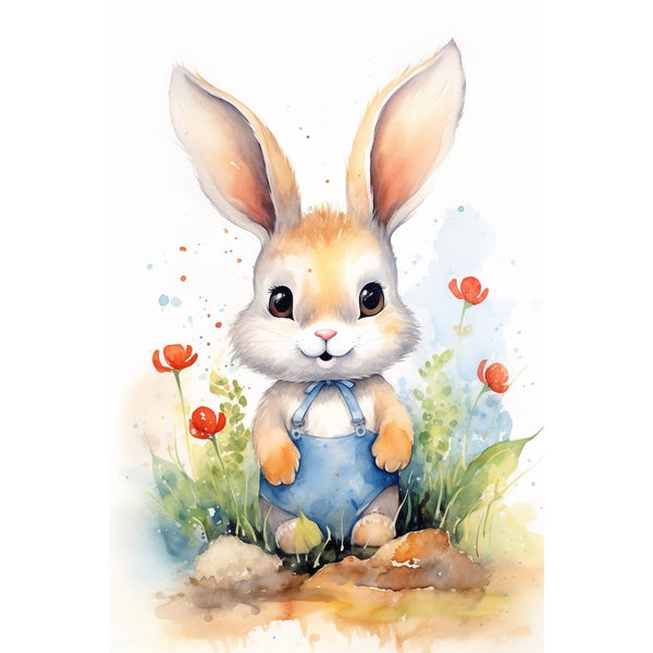 Tableau Lapin Dessin Enfant, art mural décoration nature
