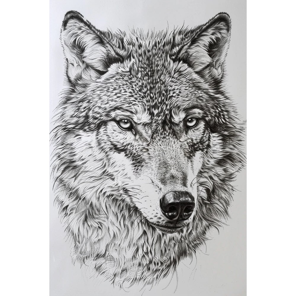 Peinture Dessin Loup, art mural décoration nature