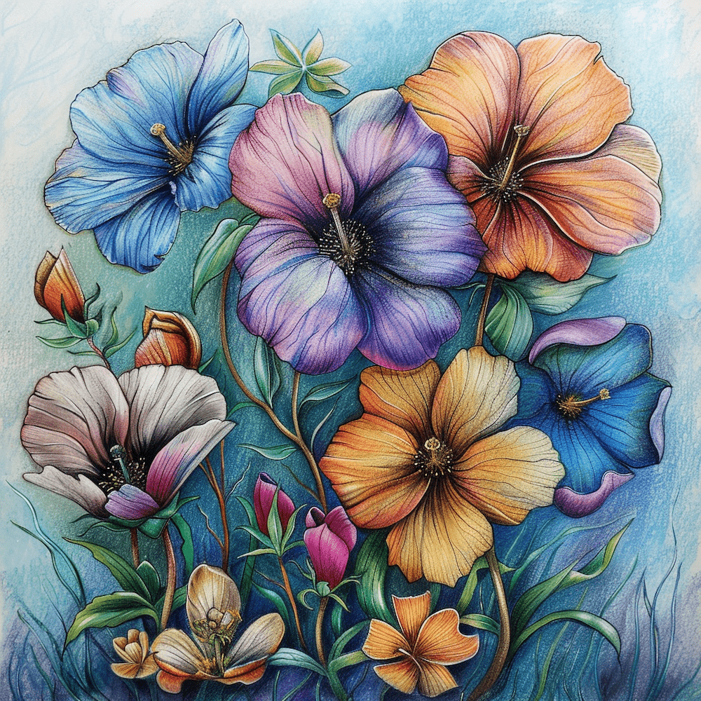 Dessin de Fleurs Peinture, art mural décoration nature