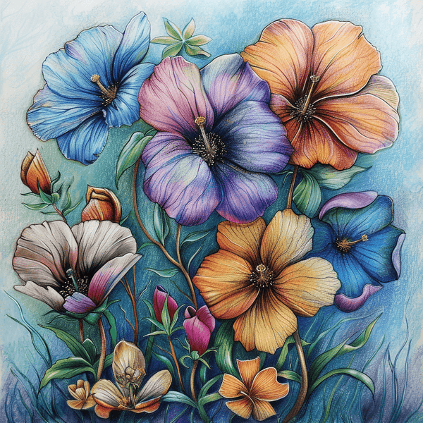 dessin peinture fleurs