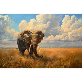 Peinture Éléphant dans la Plaine, art mural décoration nature