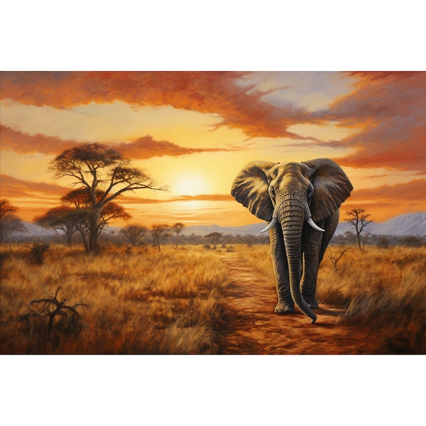 Peinture Acrylique Éléphant, art mural décoration nature