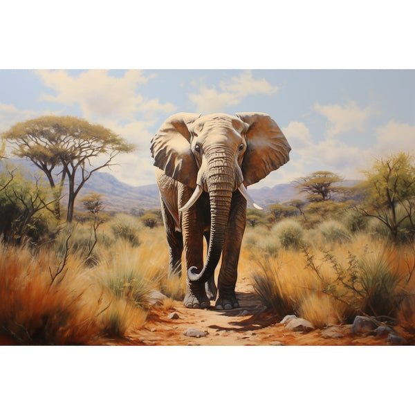 Peinture À l'Huile Éléphant, art mural décoration nature
