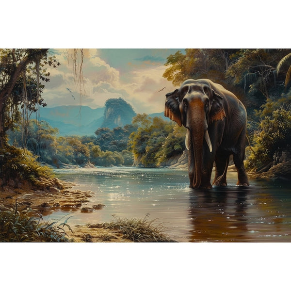 Peinture Éléphant en Thaïlande, art mural décoration nature