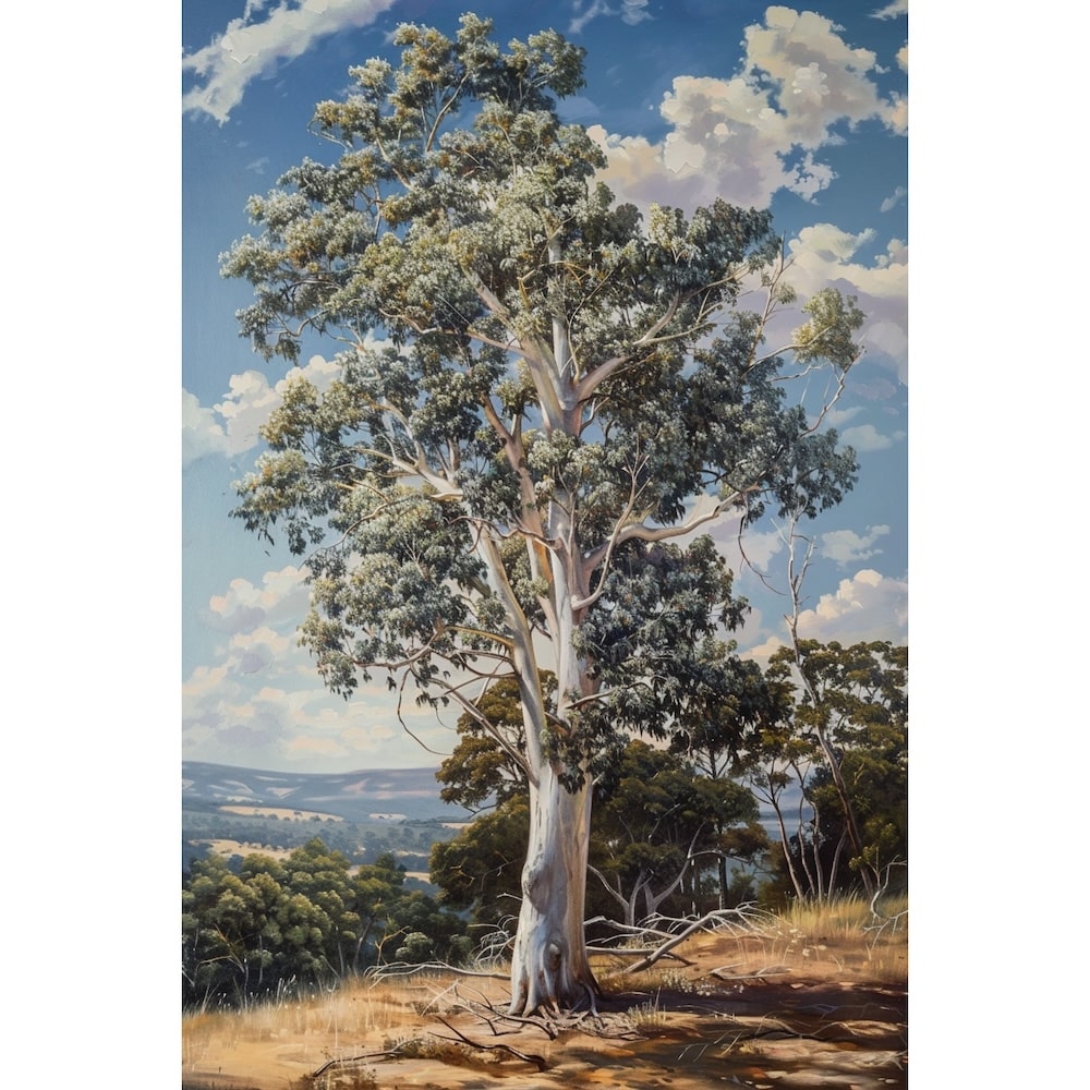 Peinture Eucalyptus, art mural décoration nature