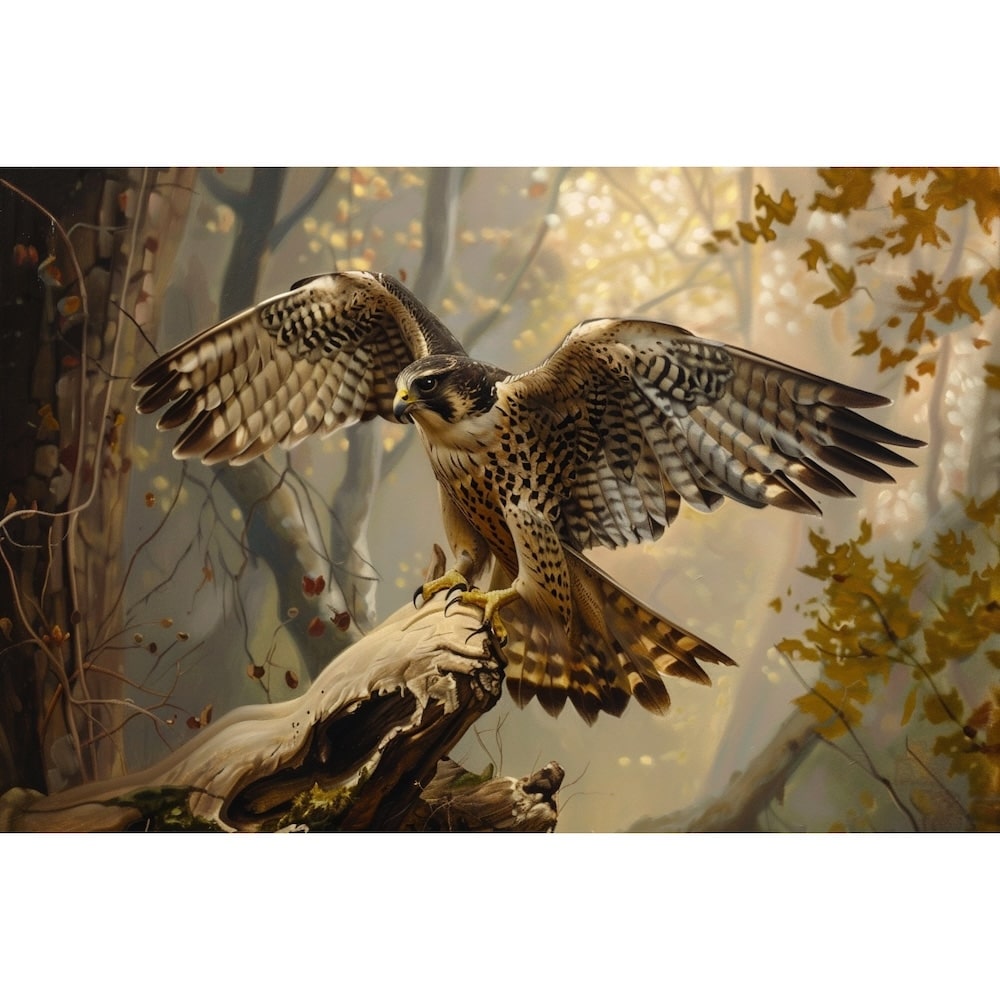 Peinture Faucon, art mural décoration nature, vue 2