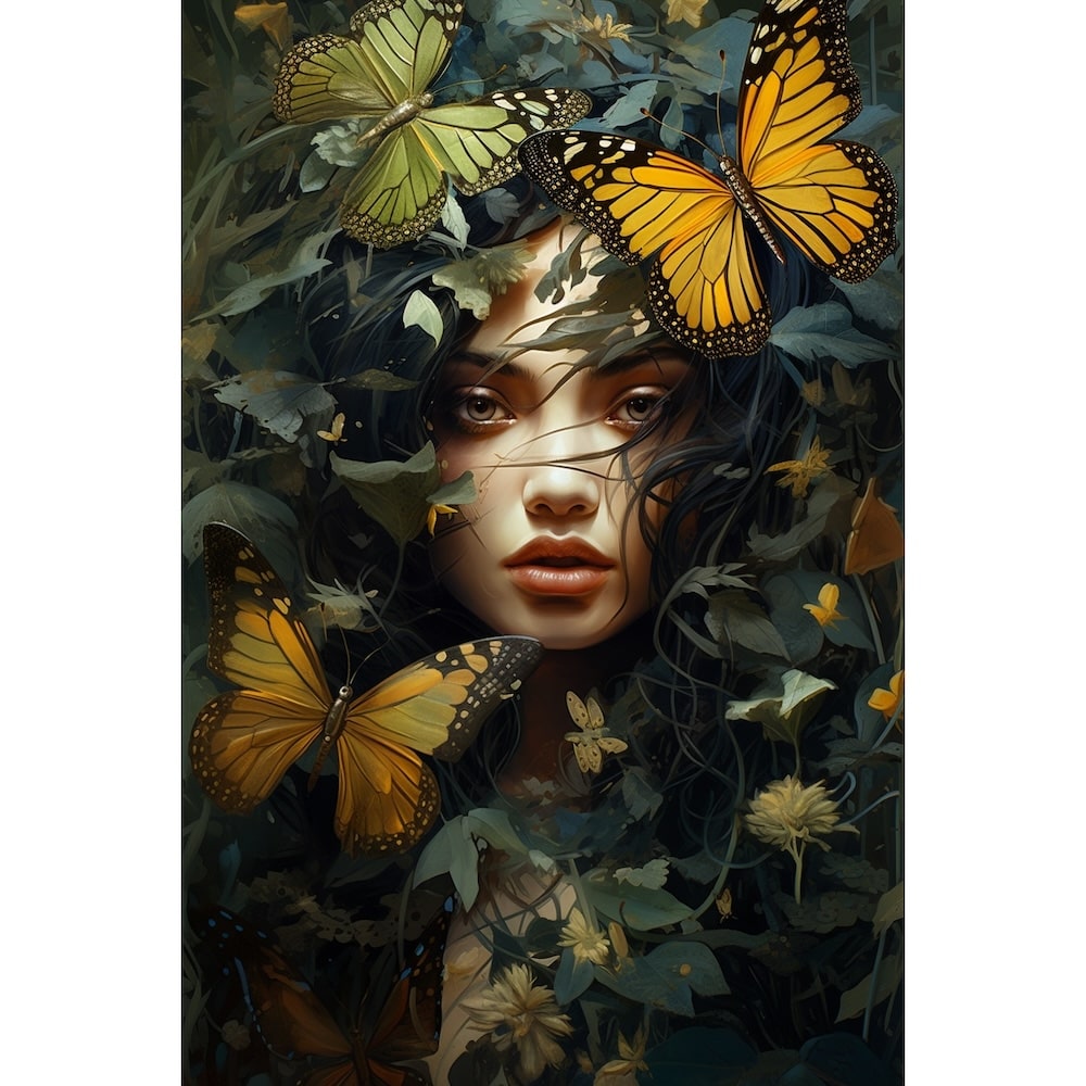 femme papillon peinture