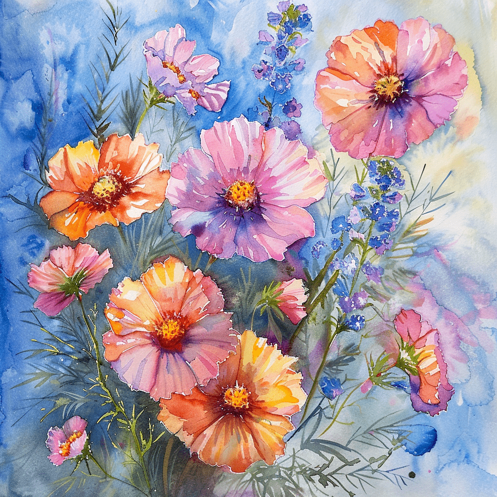 Peinture Aquarelle Fleur, art mural décoration nature