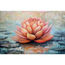 Peinture Fleur de Lotus, art mural décoration nature